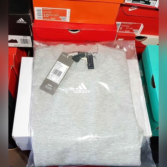 ADIDAS ESSENTIALS FLEECE SWEATSHIRT HEATHER GREY MEN'S SIZE XL BRAND NEW IN BAG - Picture 8 of 9